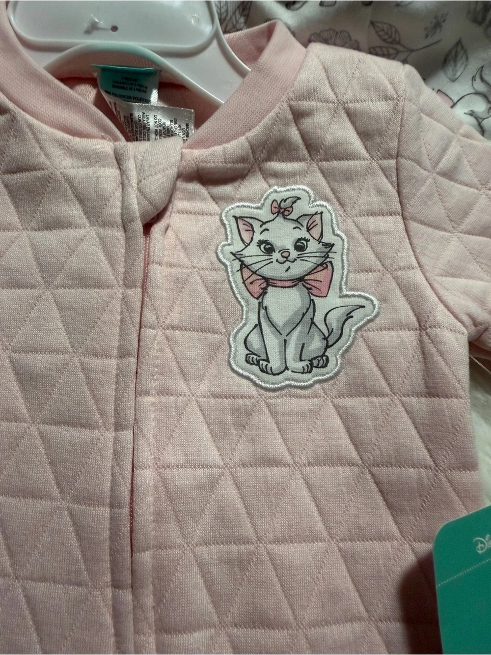 Disney Pink Quilted Baby 2-Piece Footie with Marie Patch